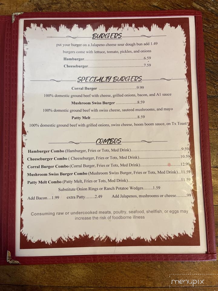 The Corral - Coleman, TX menu_pic