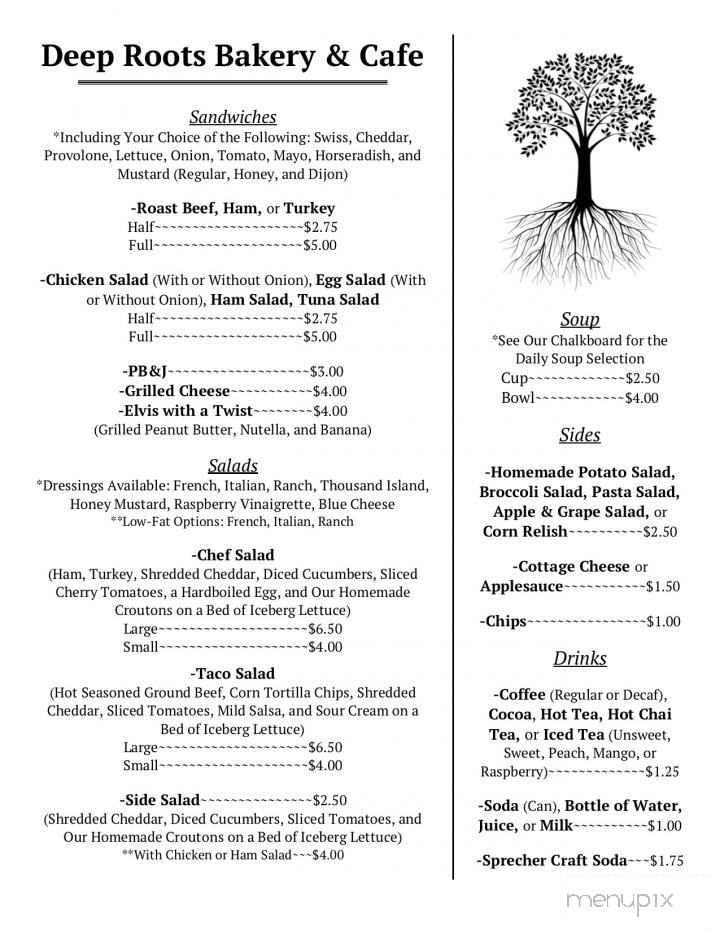 Deep Roots Bakery and Cafe - Lincoln, IL menu_pic
