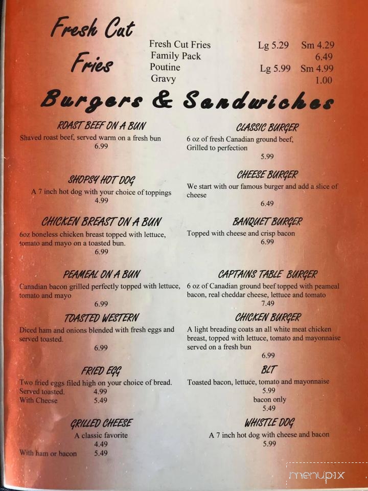 Captain's Table - Hastings, ON menu_pic