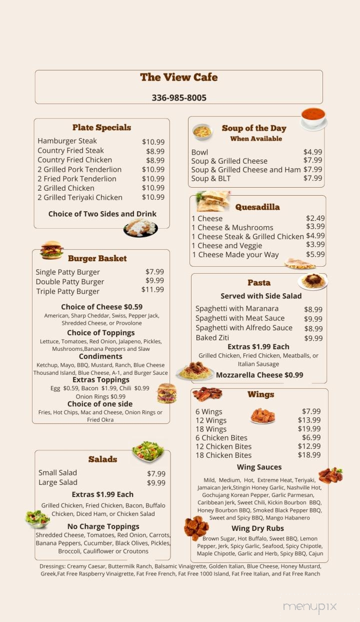 The View Cafe - King, NC menu_pic