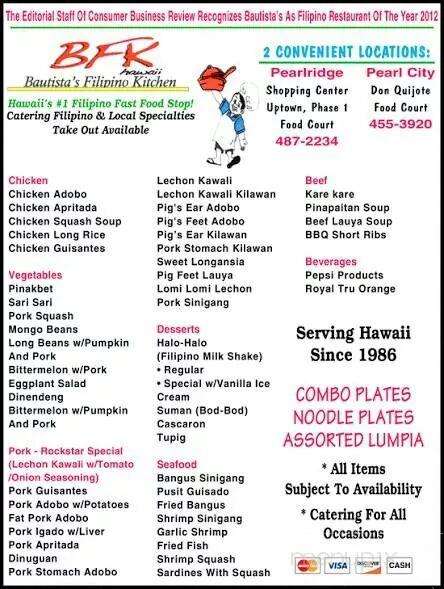 Bautista's Filipino Kitchen - Aiea, HI menu_pic