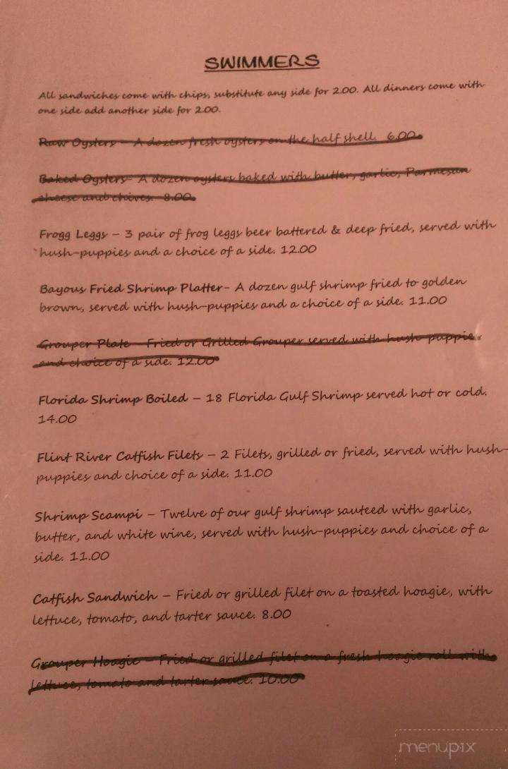Bayous - Albany, GA menu_pic