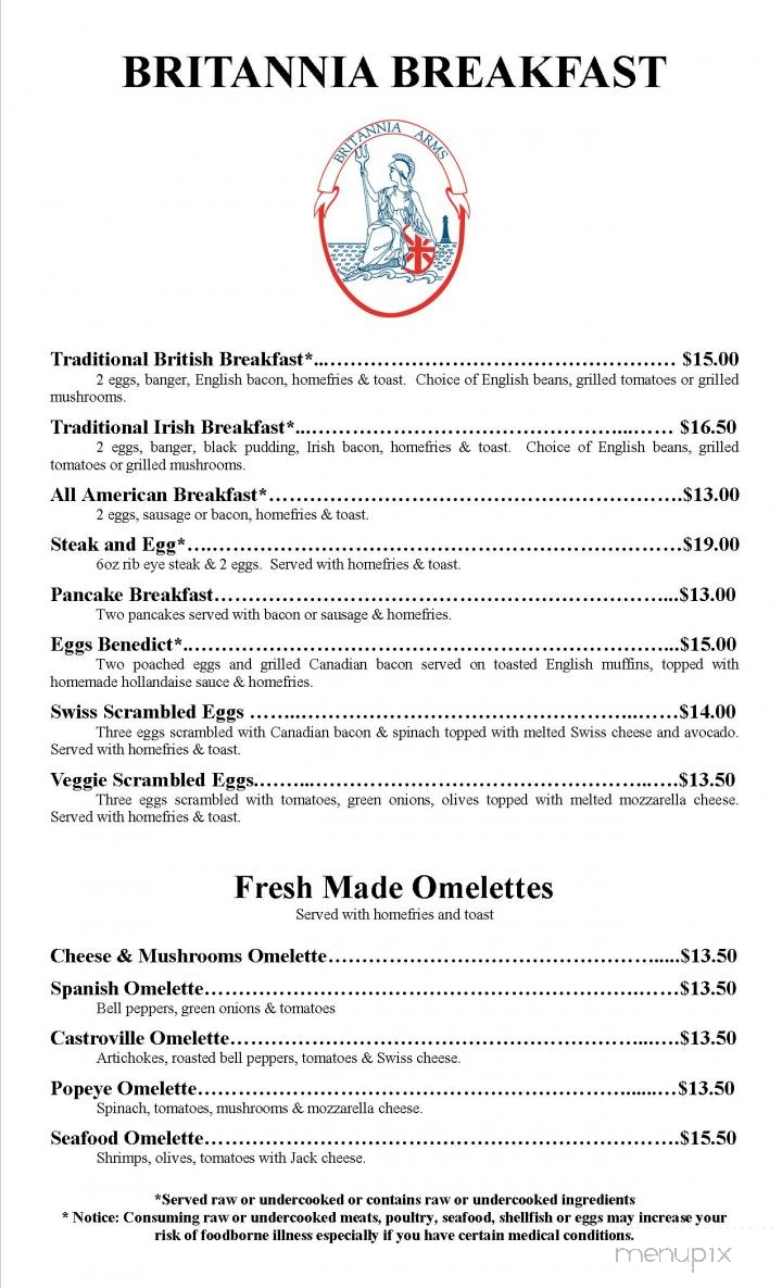 Britannia Arms - Capitola, CA menu_pic