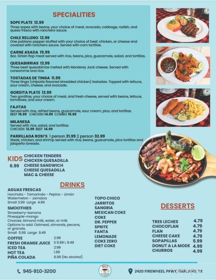 Rosi's Cafe - Garland, TX menu_pic