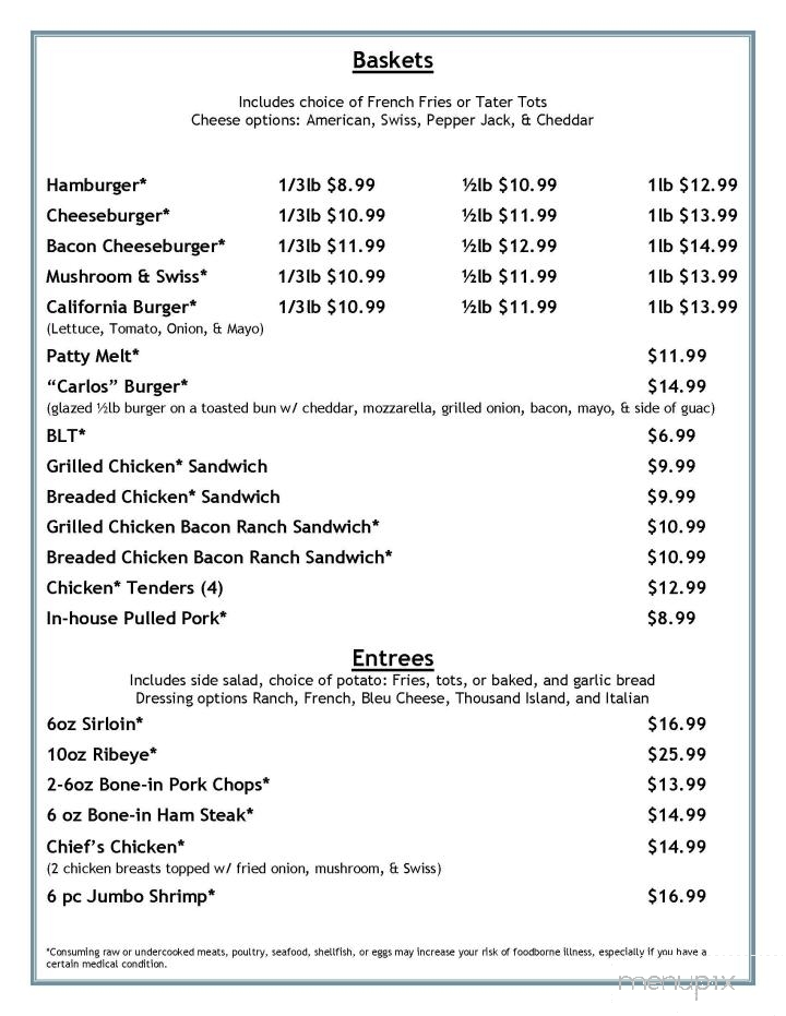 Pickwick Inn - Winona, MN menu_pic