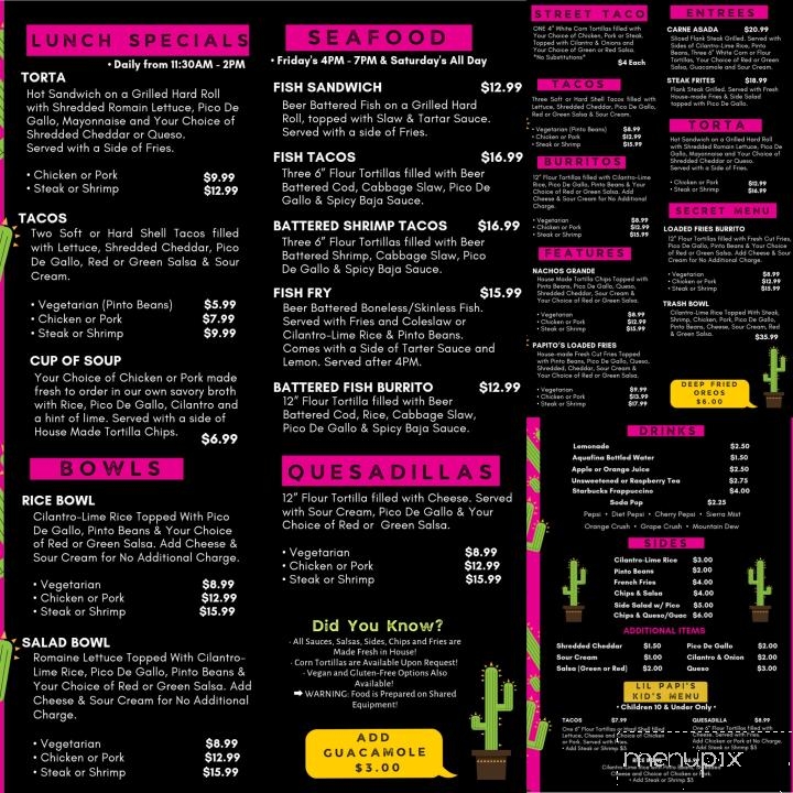 Papito's Burritos - Lyons, NY menu_pic