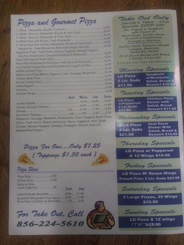 Jacobs Pizza & Italian Cuisine - Paulsboro, NJ menu_pic