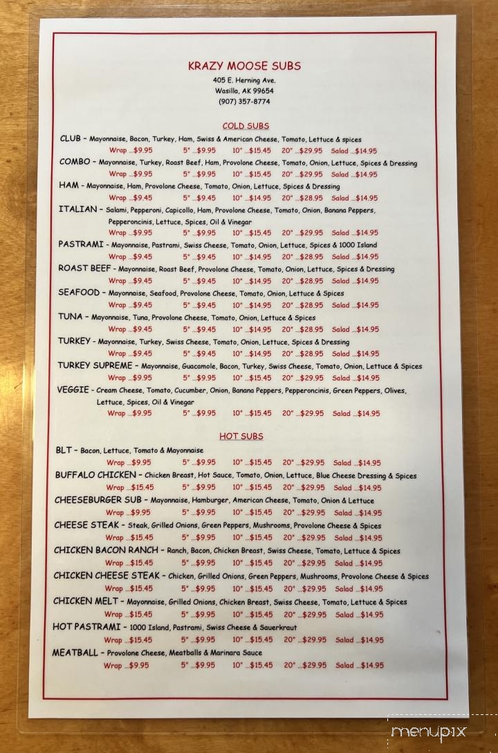 Krazy Moose Subs - Wasilla, AK menu_pic
