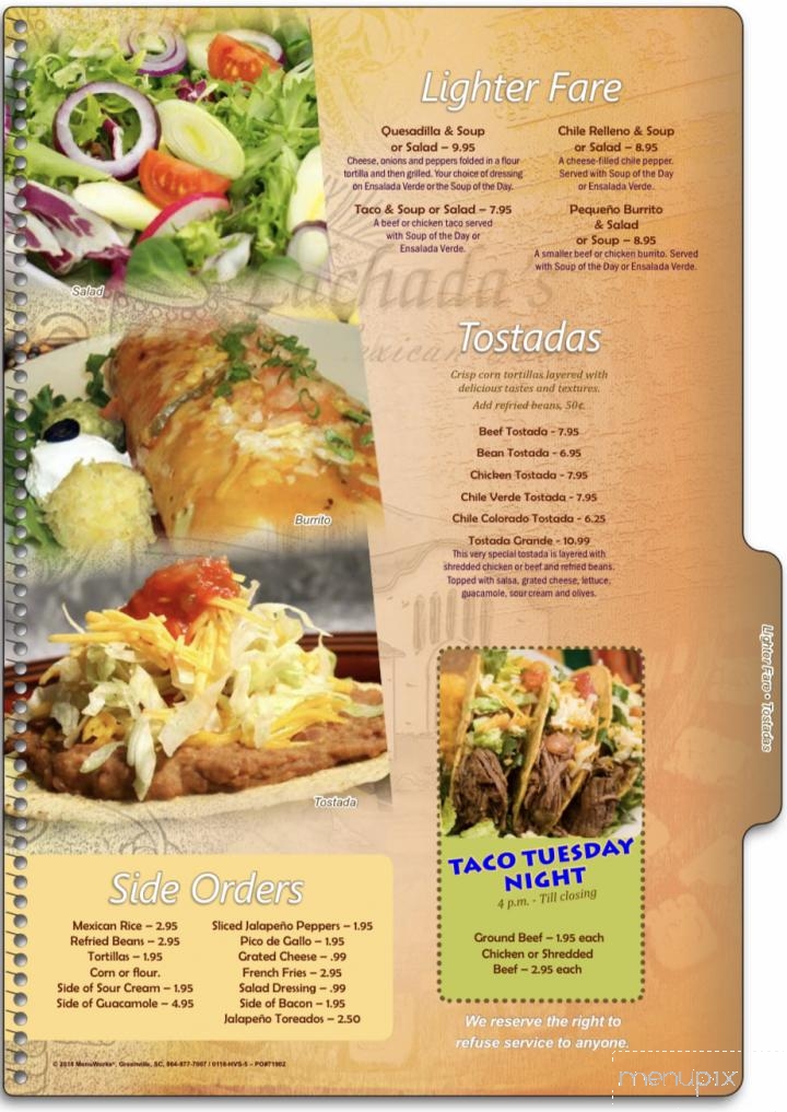 Edchada's - Twentynine Palms, CA menu_pic