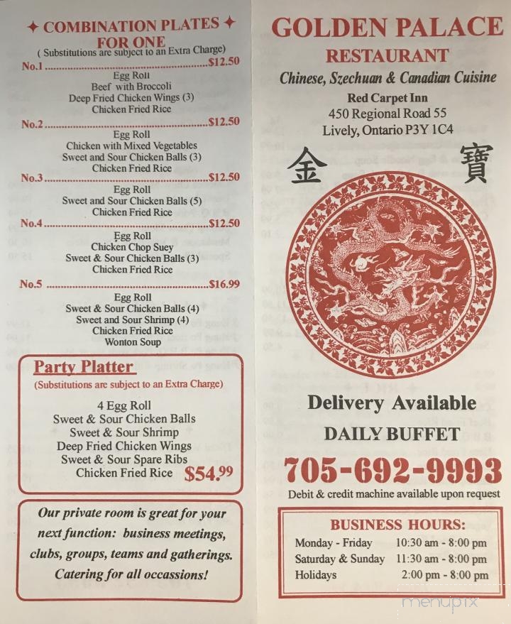 Golden Palace - Lively, ON menu_pic