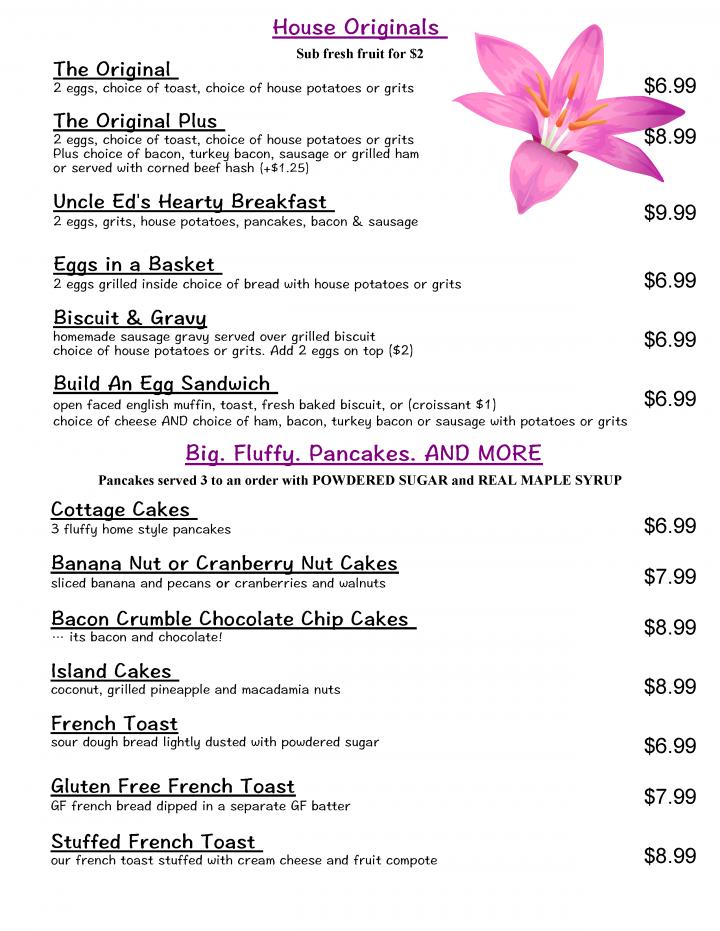 The Breakfast Cottage - Nokomis, FL menu_pic