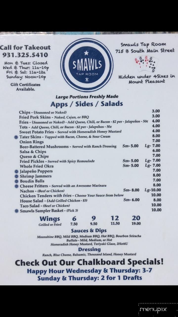 Smawls Taproom - Mt Pleasant, TN menu_pic