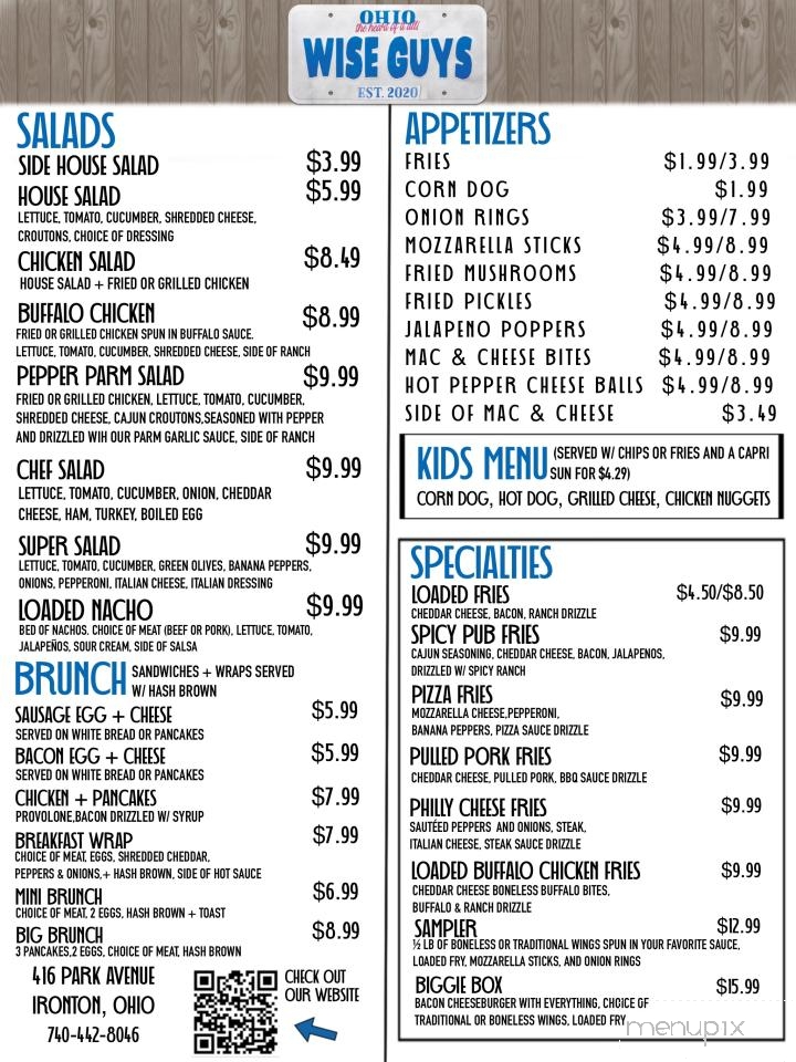 Wise Guys - Ironton, OH menu_pic