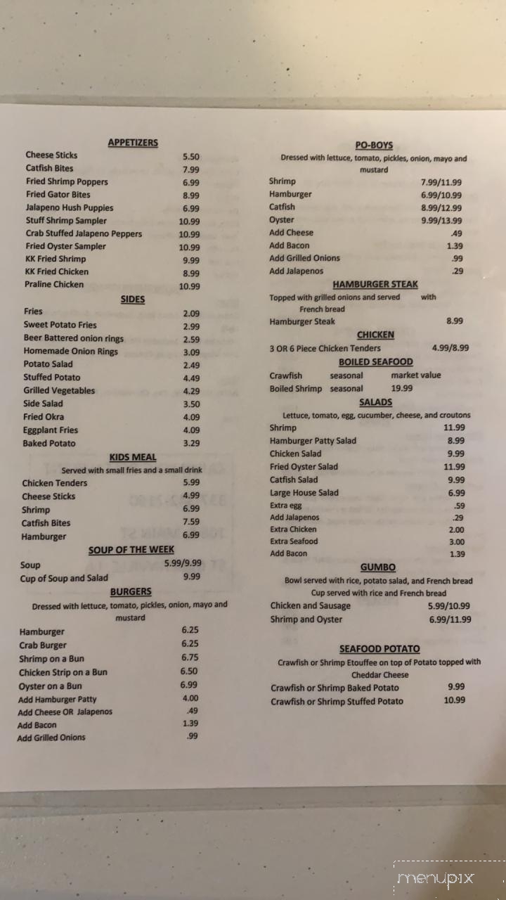 Kajun King Restaurant - Saint Martinville, LA menu_pic