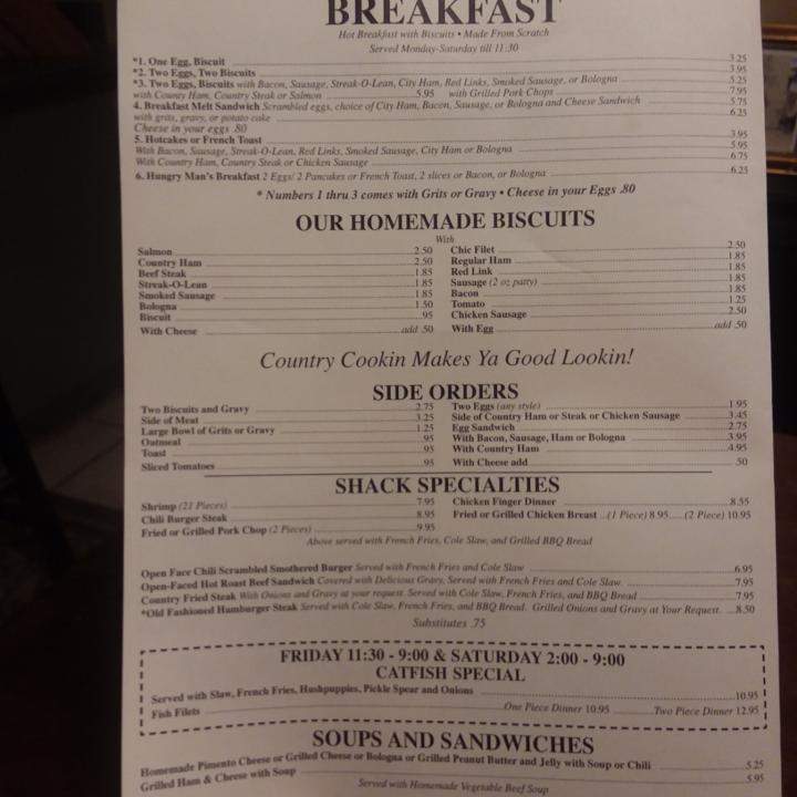 Biscuit Shack - Griffin, GA menu_pic