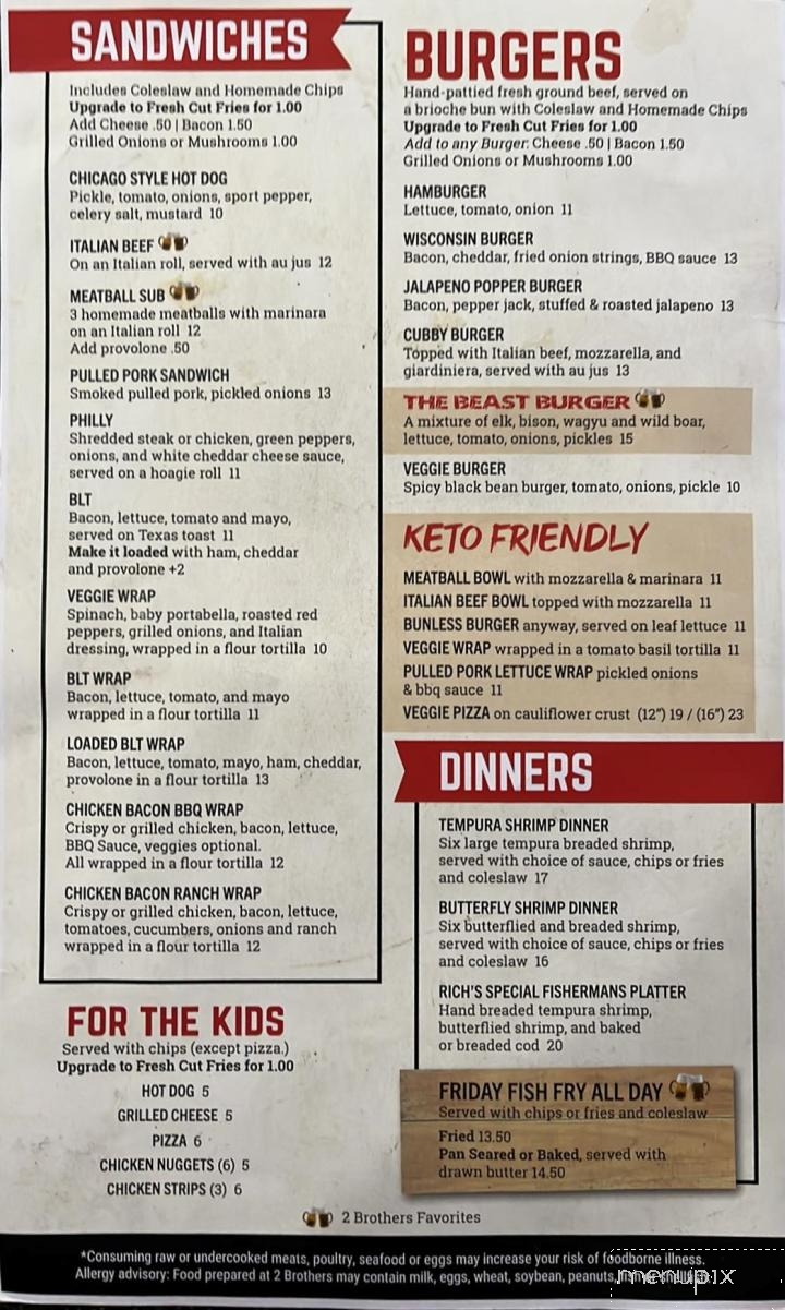 2 Brothers Bar & Grill - Genoa City, WI menu_pic