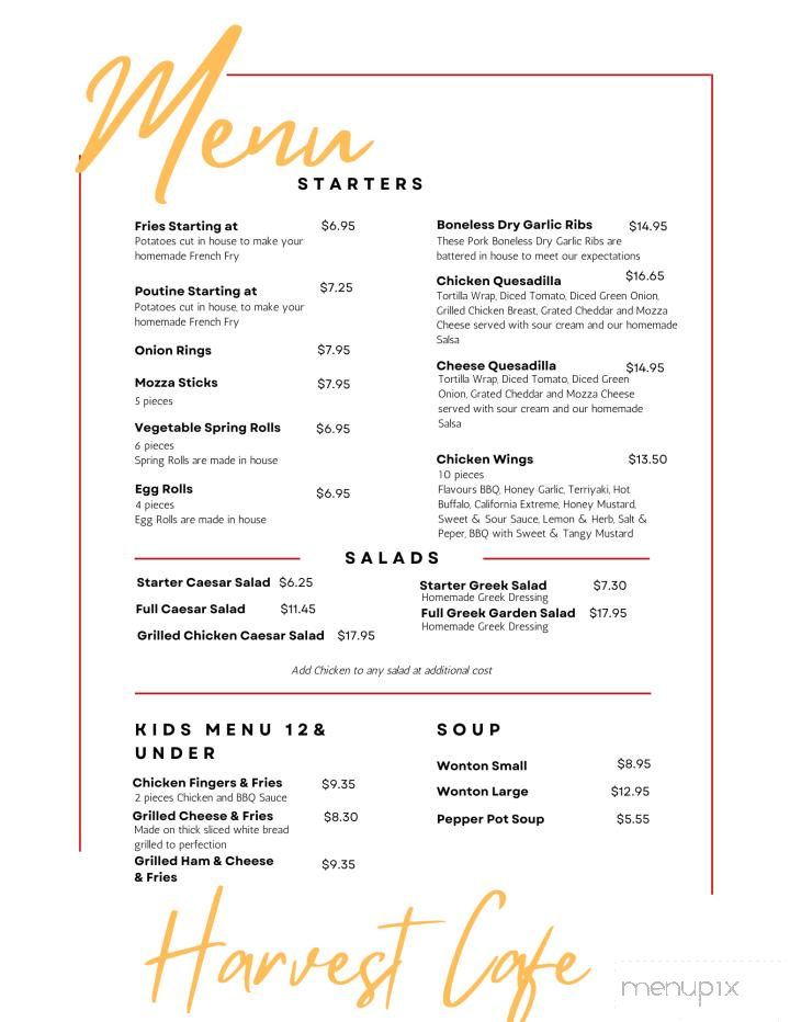 Harvest Cafe - Lampman, SK menu_pic