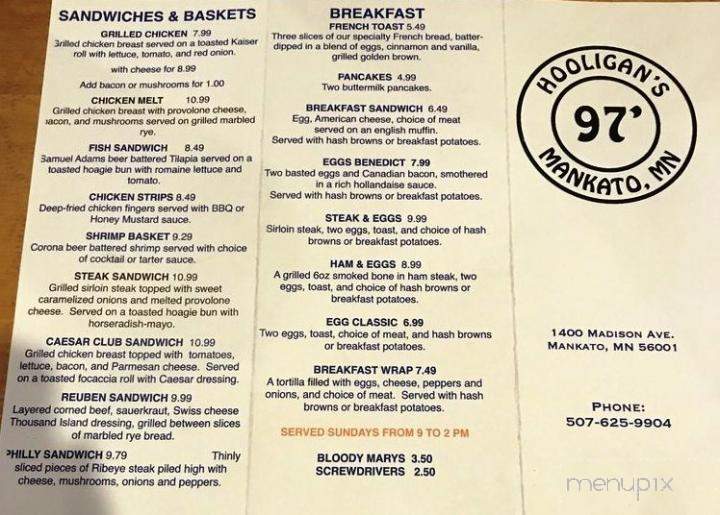 Hooligans - Mankato, MN menu_pic