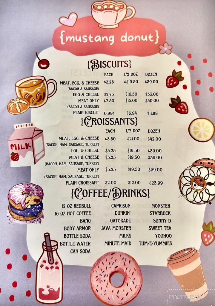 Mustang Donuts - Abilene, TX menu_pic