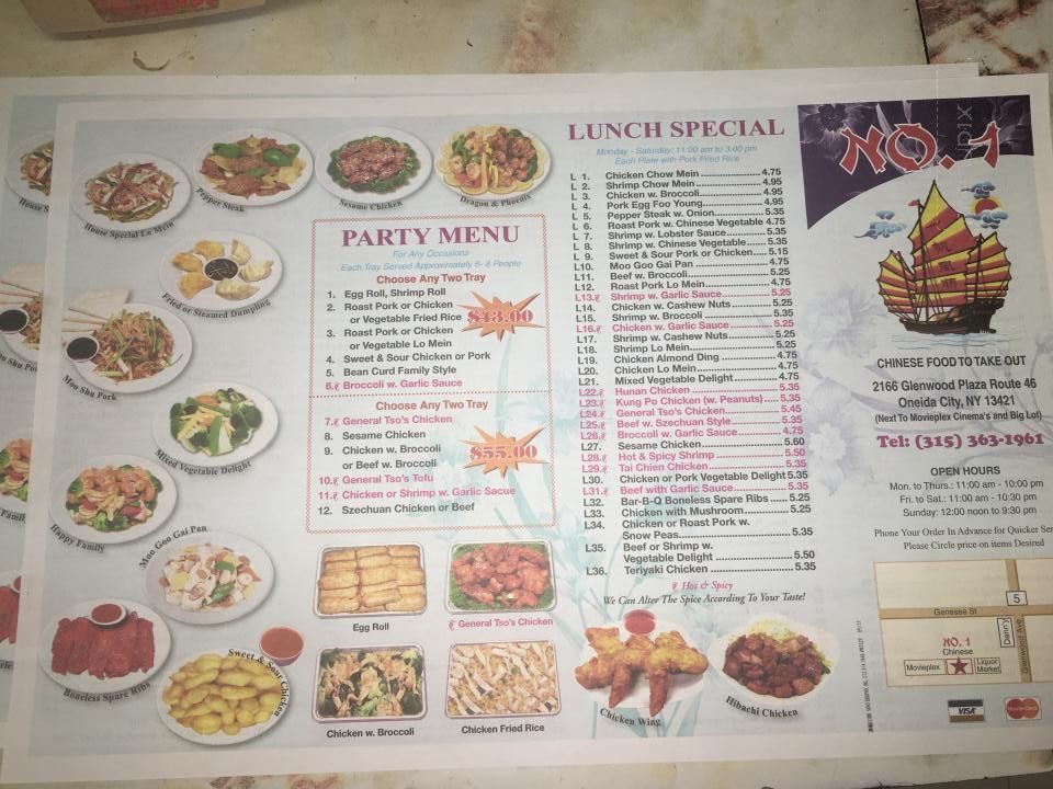 Number One Chinese Restaurant - Oneida, NY menu_pic