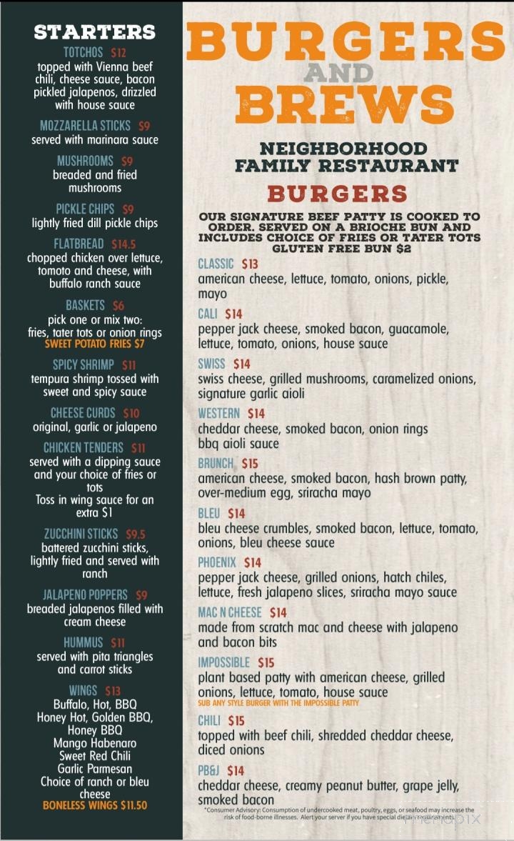 Burgers & Brews - Glendale, AZ menu_pic