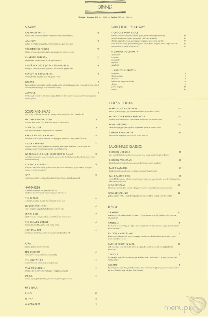 Sauce Italian American Kitchen - Flint, MI menu_pic