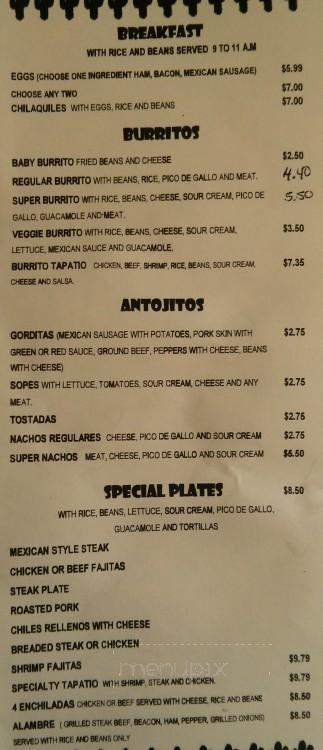 El Pollo Tapatio - Indianapolis, IN menu_pic