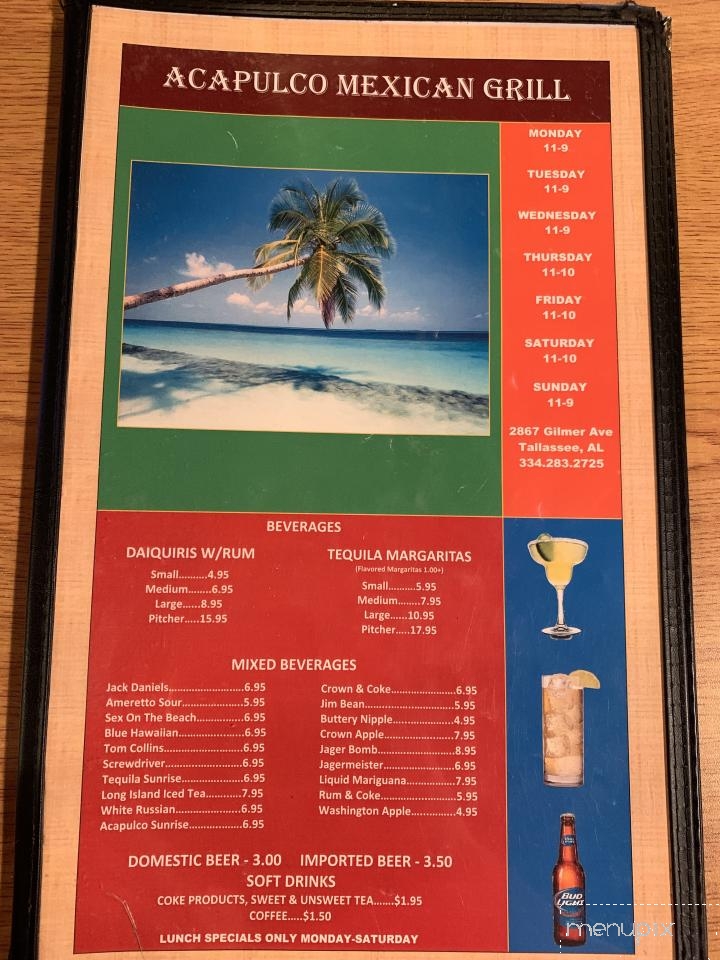 Acapulco Mexican Grille - Tallassee, AL menu_pic