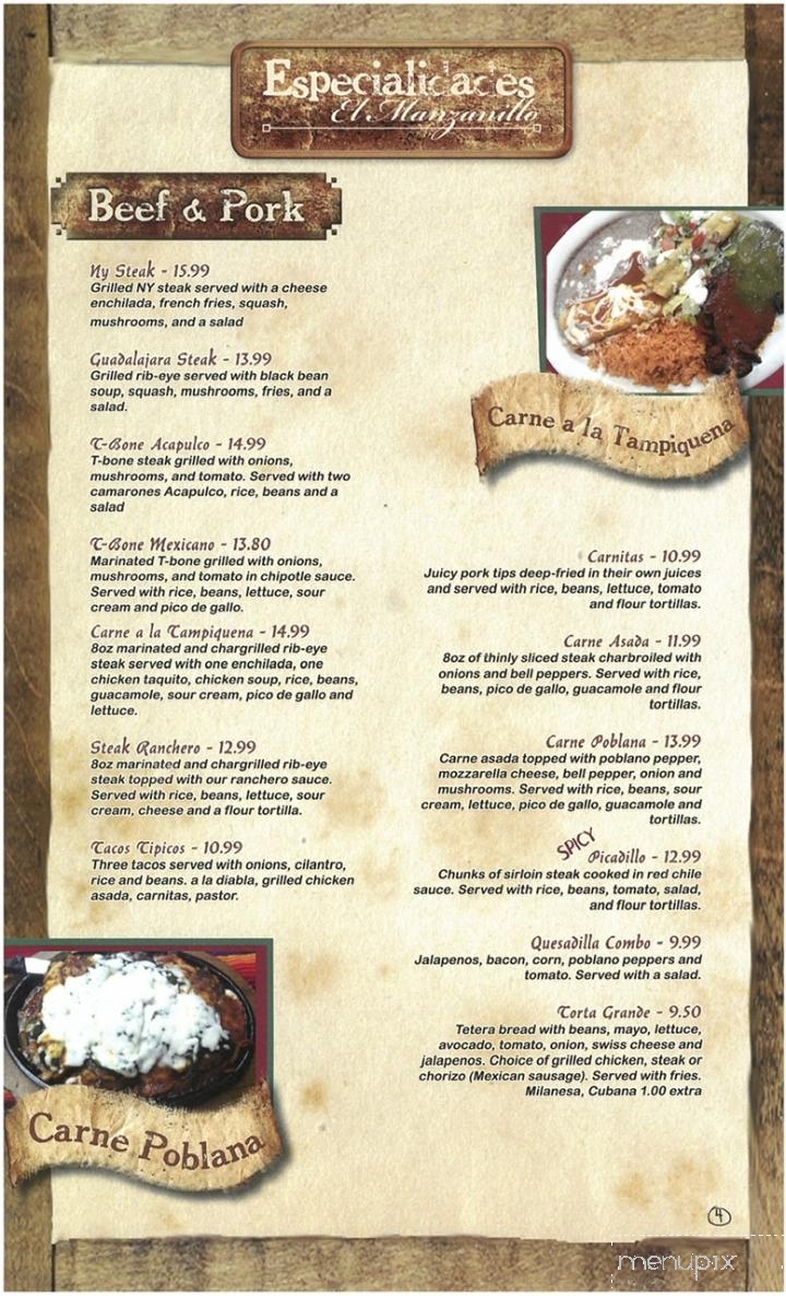 El Manzanillo - Highlands, NC menu_pic