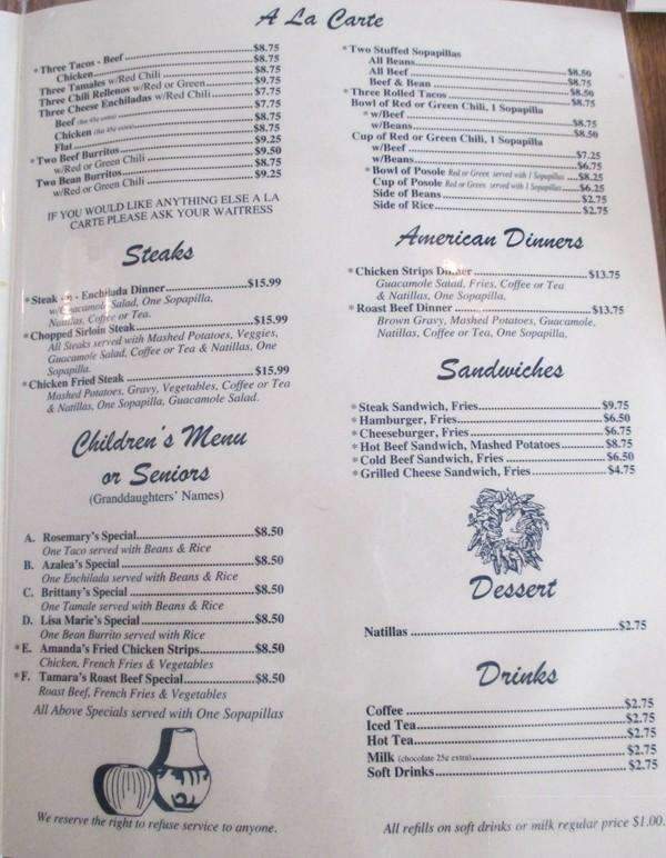 Eloy's Mexican Restaurant - Albuquerque, NM menu_pic