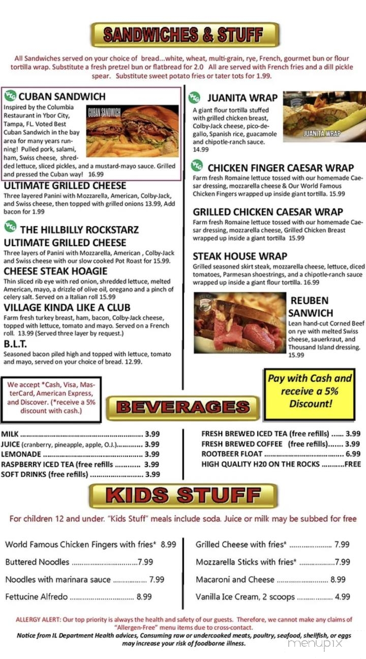 Village Tavern & Grill - Schaumburg, IL menu_pic
