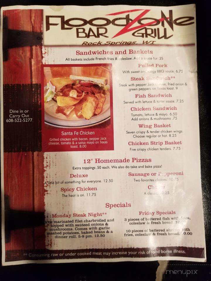 Flood Zone - Rock Springs, WI menu_pic