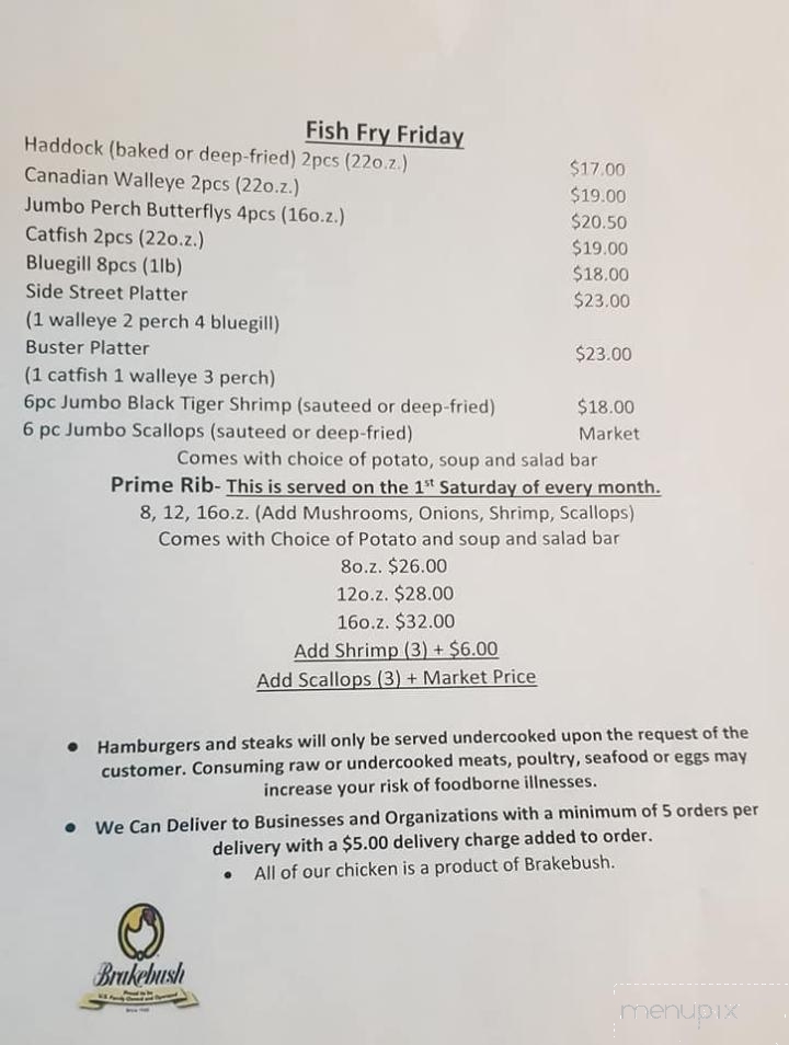 Side Street Station - Mishicot, WI menu_pic