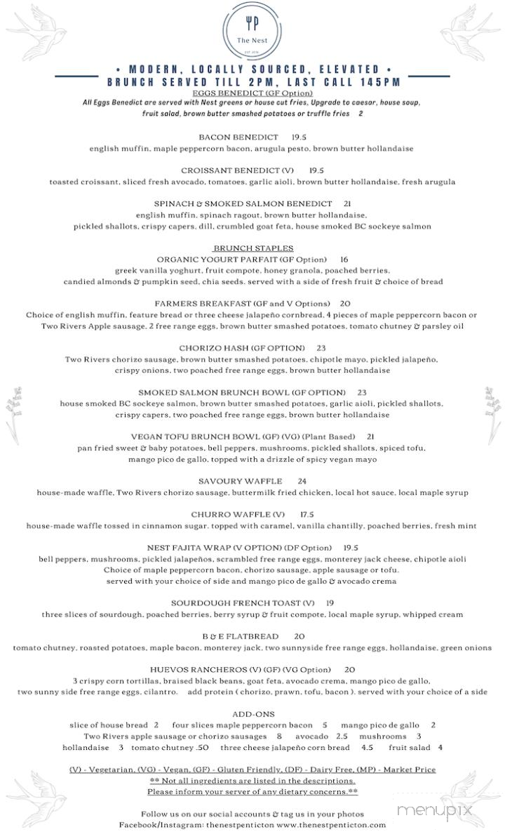 The Nest - Penticton, BC menu_pic