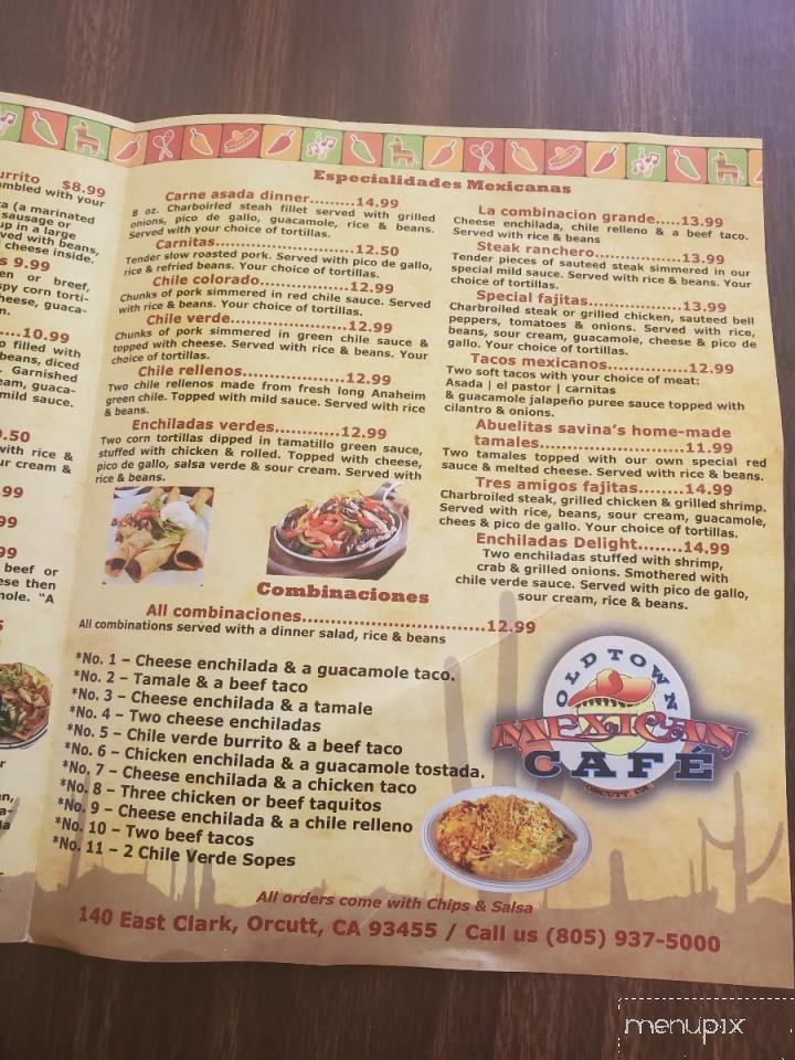 Old Town Mexican Cafe - Orcutt, CA menu_pic