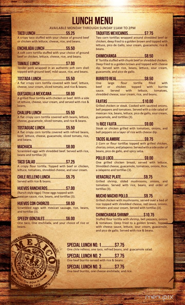 Atzimba Mexican Restaurant - Selmer, TN menu_pic