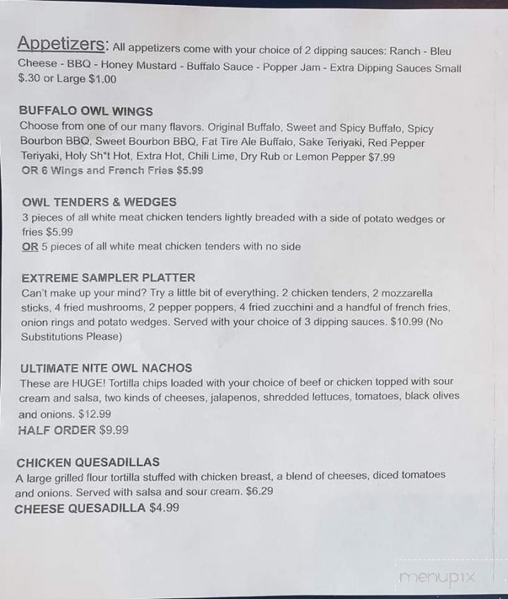 Nite Owl Sports Bar & Grill - Lakewood, CO menu_pic