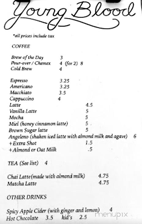 Young Blood Coffee - Fargo, ND menu_pic