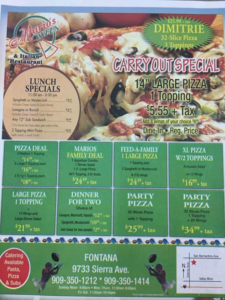 Mario's Pizza - Fontana, CA