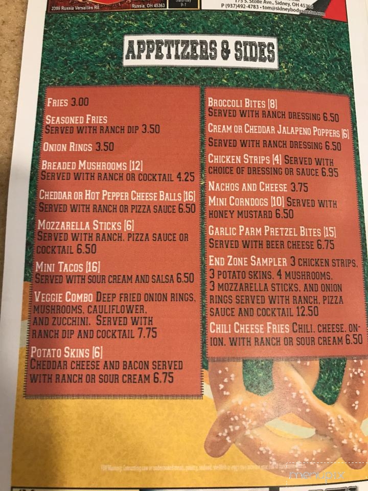 End Zone Sports Lounge - Covington, OH menu_pic