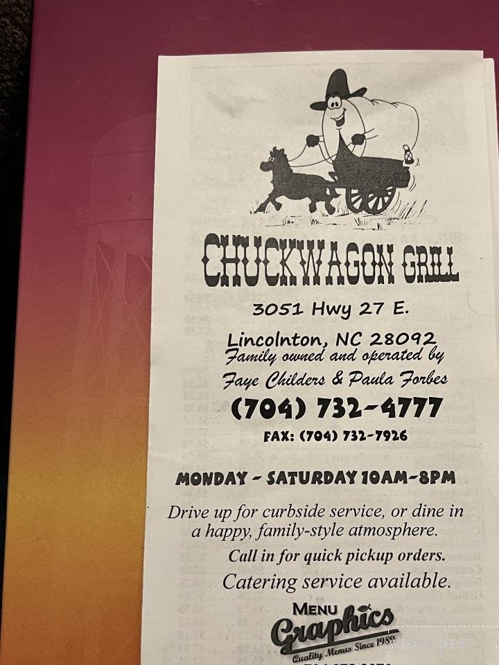 Chuckwagon Grill - Lincolnton, NC menu_pic