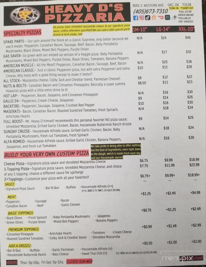 Heavy D's Pizzaria - Oklahoma City, OK menu_pic