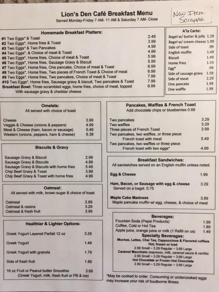 Lion's Den Coffee Bar - Fishertown, PA menu_pic