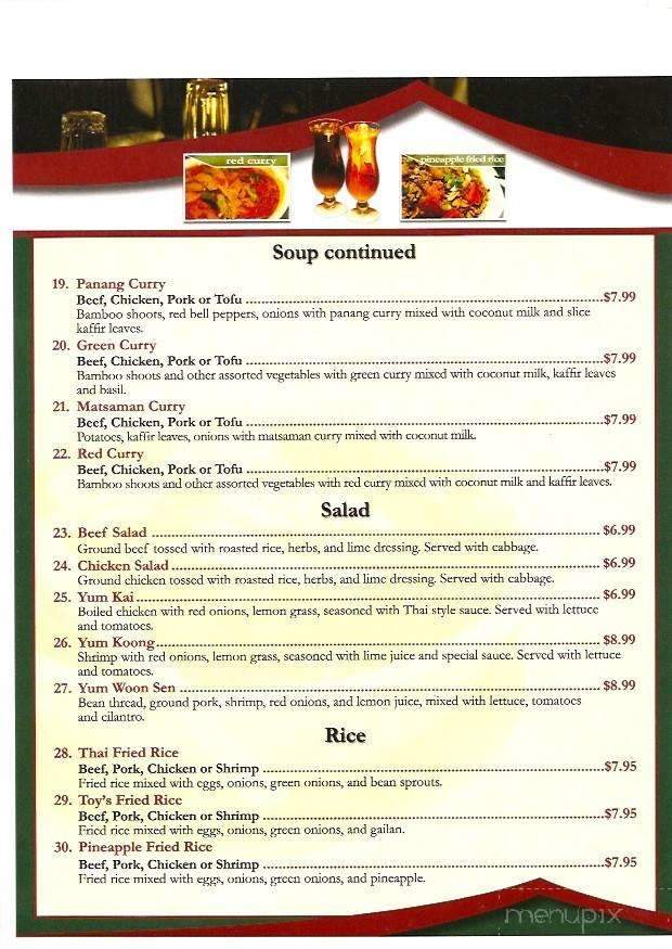 Thai Lao aka Toys - Sheboygan, WI menu_pic