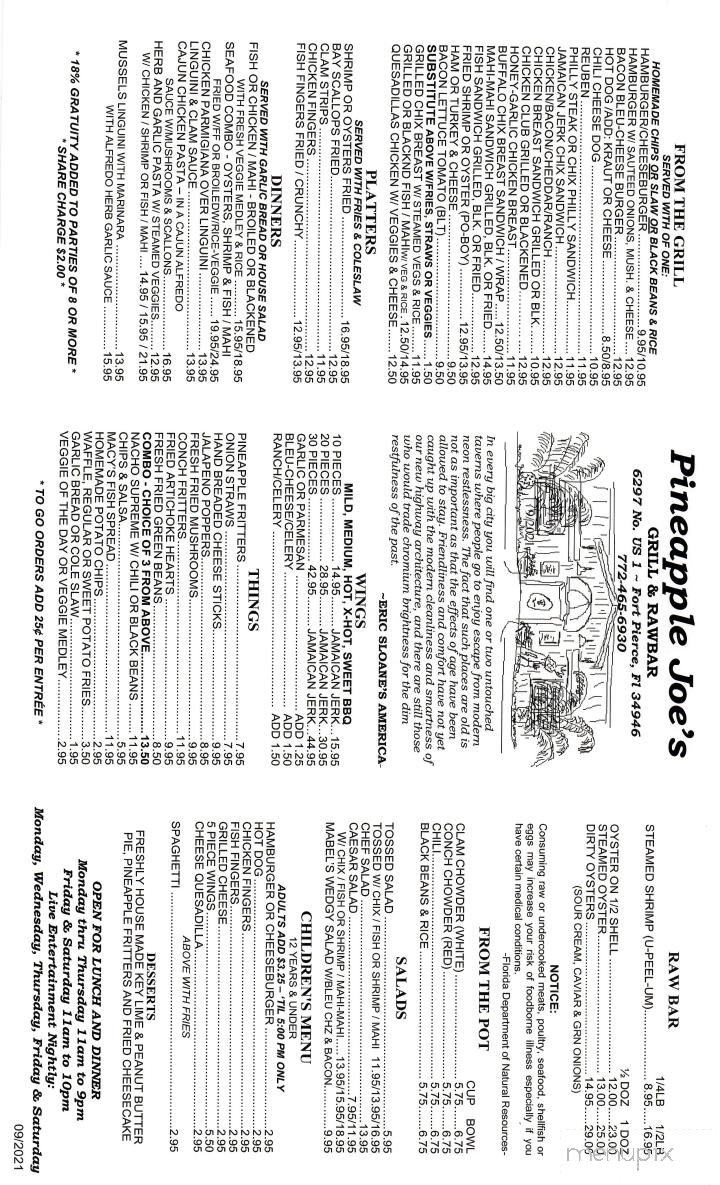 Pineapple Joe's Grill & Bar - Fort Pierce, FL menu_pic