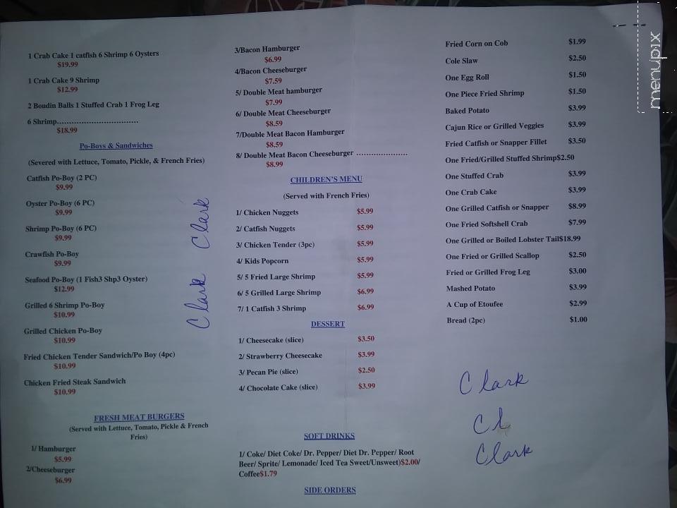 Texas Seafood & Steak House - Somerville, TX menu_pic
