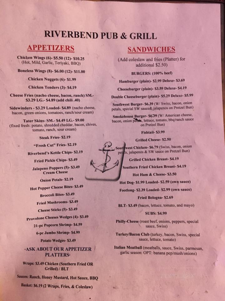 Riverbend Pub & Grill - Vanceburg, KY menu_pic