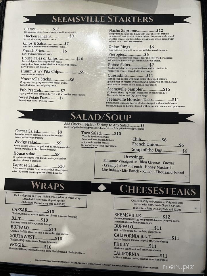 Seemsville Hotel - Northampton, PA menu_pic