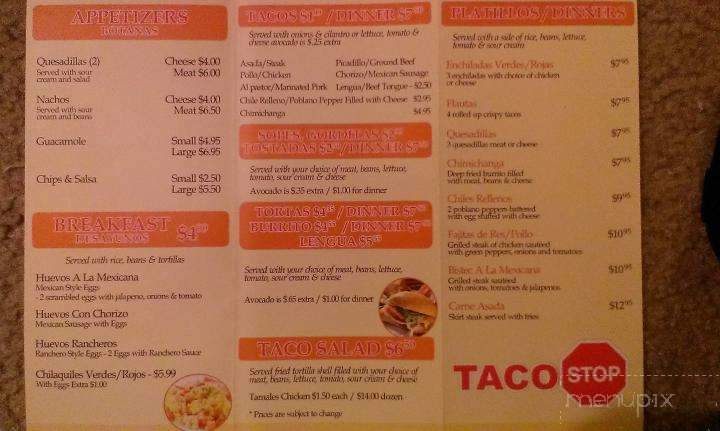 Taco Stop - Brookfield, IL menu_pic