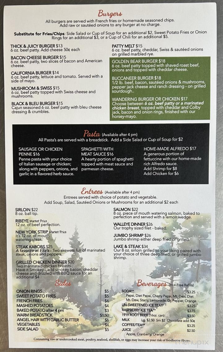 Wandering Pines Eatery & Pub - Gilbert, MN menu_pic
